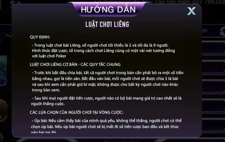 Liêng Tại 789Club Trải Nghiệm Cá Cược Bài Tố Đỉnh Cao Đầy Hào Hứng Hiện Nay
